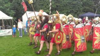 Roman Reenactment at the Amphitheatre in Caerleon Marching In [upl. by Oiramrej331]