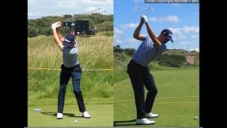 Justin Thomas golf swing  Long Iron faceon amp downtheline July 2017 [upl. by Adnilasor]