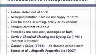 Misrepresentation Lecture 1 of 4 [upl. by Tiffy]